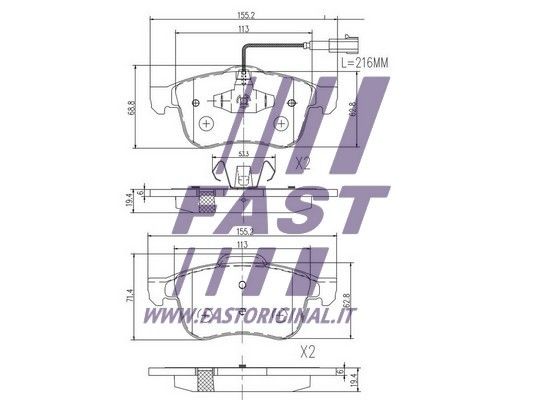 Комплект гальмівних накладок, дискове гальмо, Fast FT29166