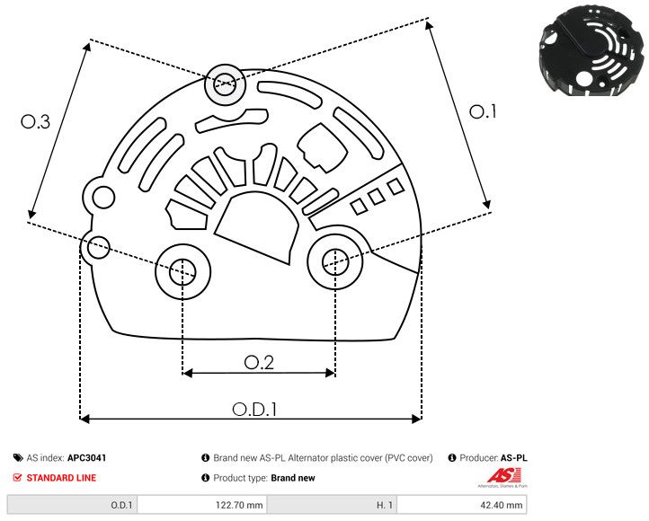 AS-PL APC3041 Protective Cap, alternator