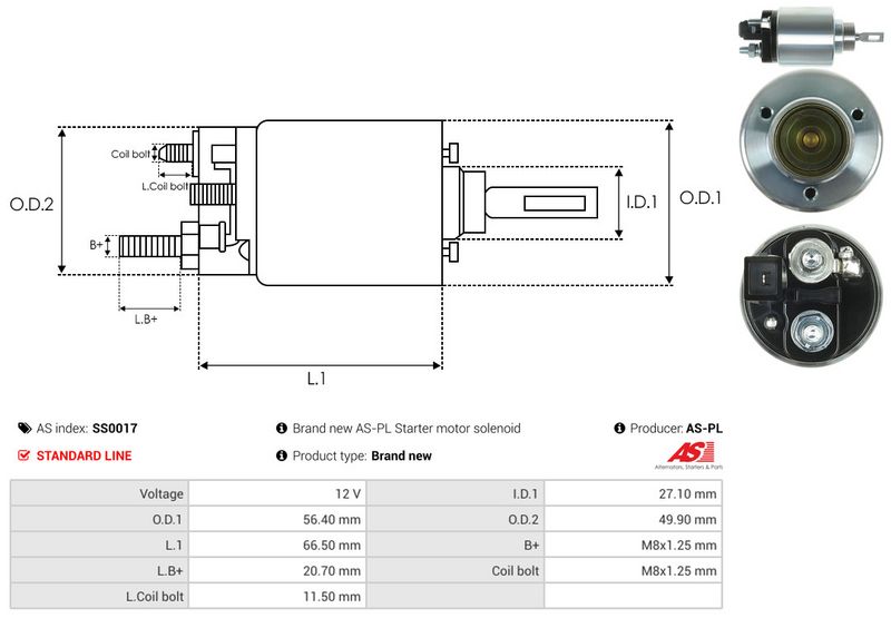 AS-PL SS0017 Solenoid Switch, starter