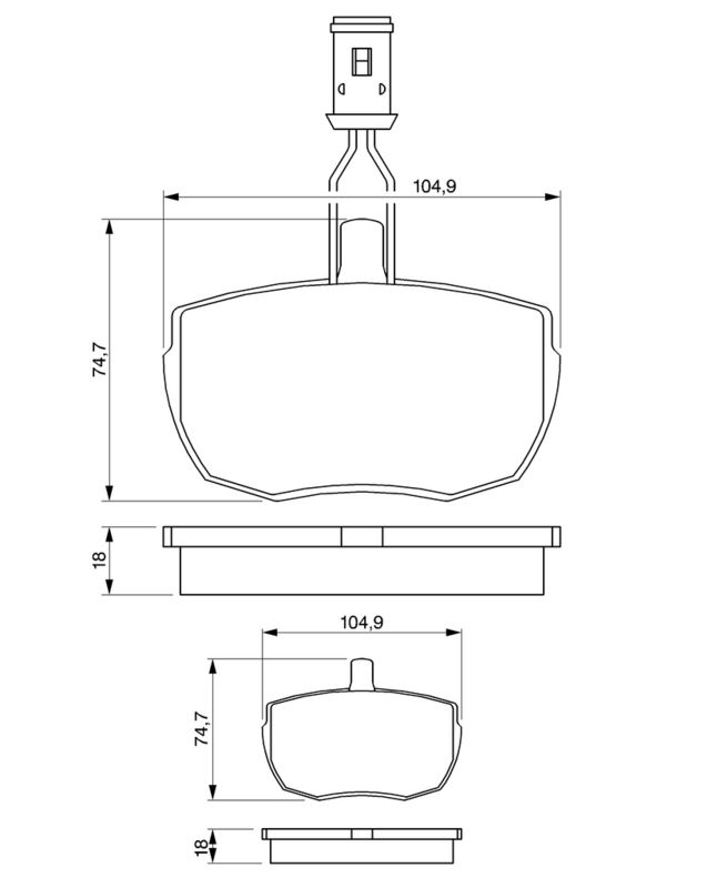 Piduriklotsi komplekt, ketaspidur, BOSCH 0 986 424 044