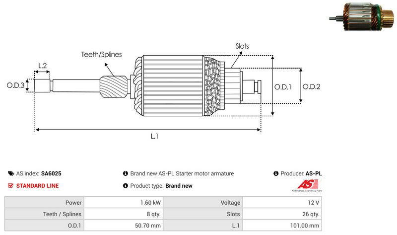 AS-PL SA6025 Armature, starter