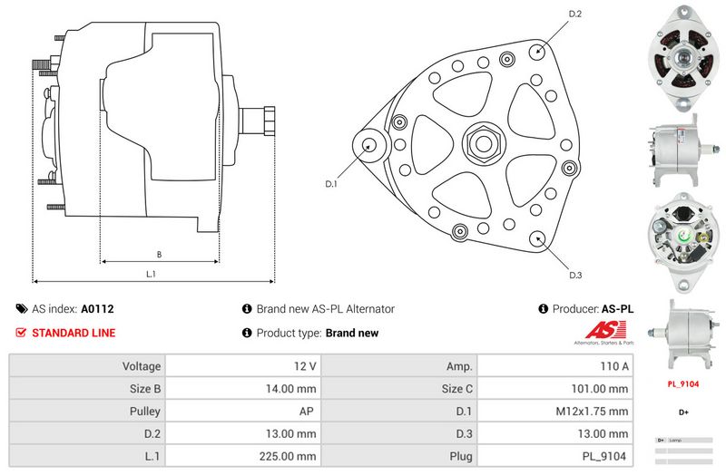 AS-PL A0112 Alternator