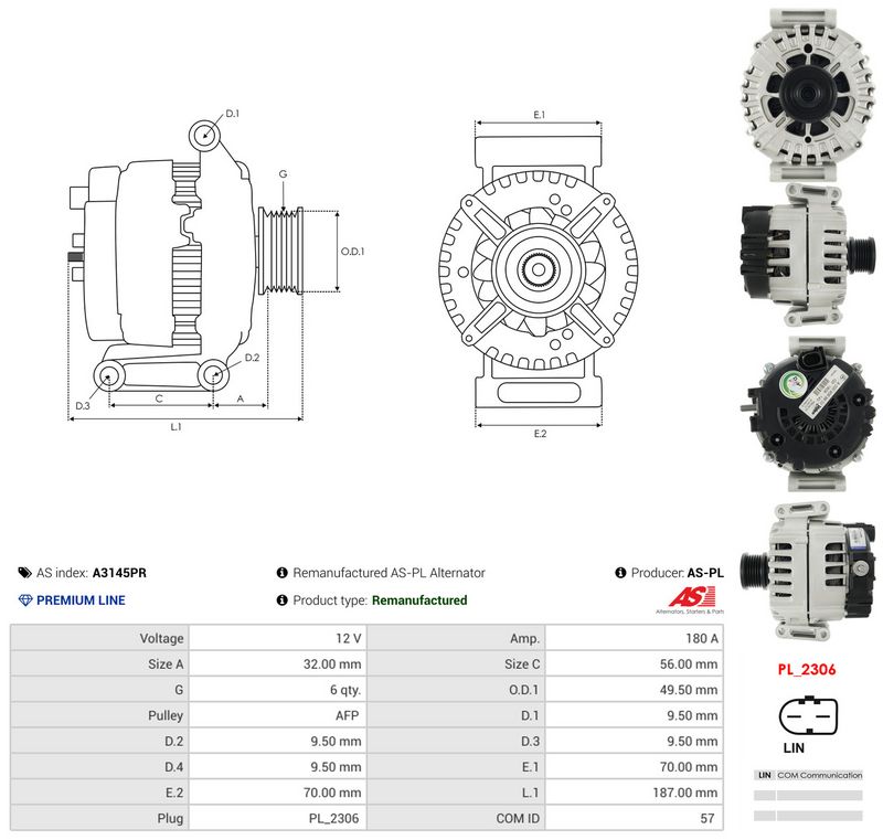 Generaator, AS-PL A3145PR