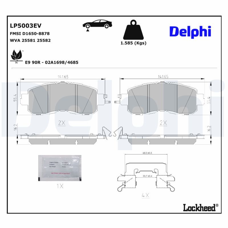 DELPHI LP5003EV Brake Pad Set, disc brake