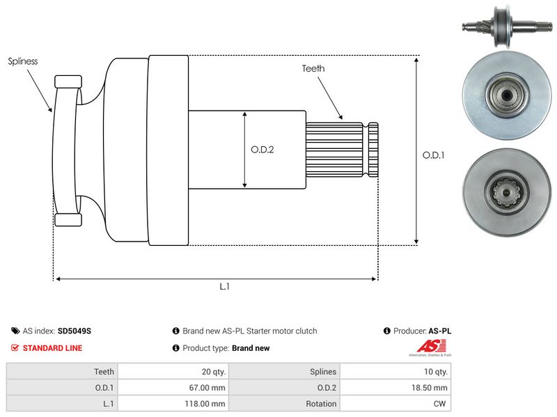 AS-PL SD5049S Pinion, starter