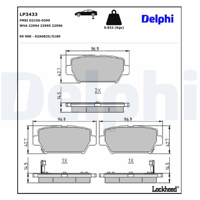DELPHI LP3433 Brake Pad Set, disc brake