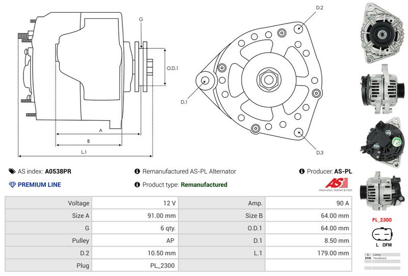 AS-PL A0538PR Alternator