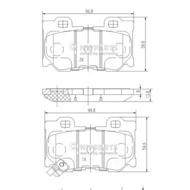 Комплект гальмівних накладок, дискове гальмо, Nipparts N3611053