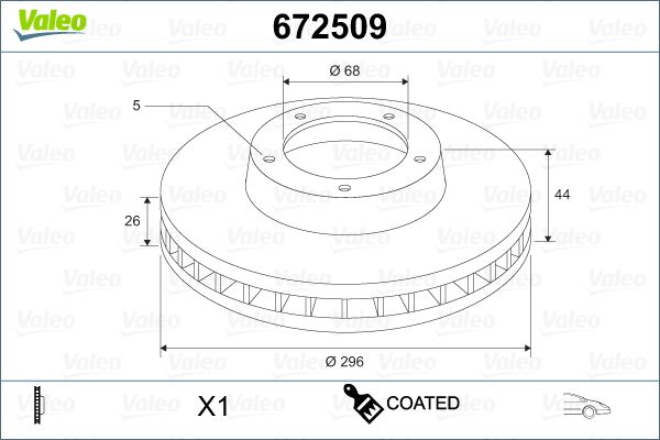 Гальмівний диск, Valeo 672509