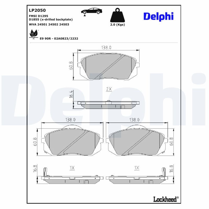 Piduriklotsi komplekt, ketaspidur, DELPHI LP2050