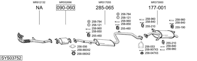 BOSAL kipufogórendszer SYS03752