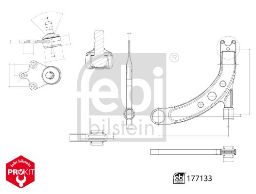 Важіль підвіски, підвіска коліс, Febi Bilstein 177133