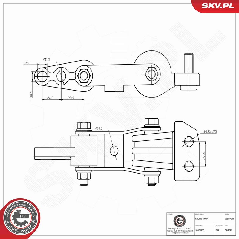 ESEN SKV 75SKV041 Mounting, engine