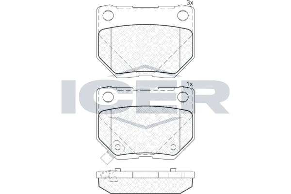 Комплект гальмівних накладок, дискове гальмо, Icer 181749