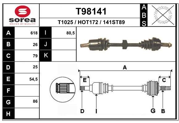 EAI hajtótengely T98141