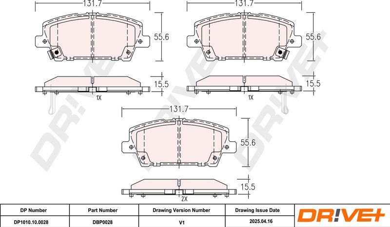 Set placute frana,frana disc DP1010.10.0028 Dr!ve+