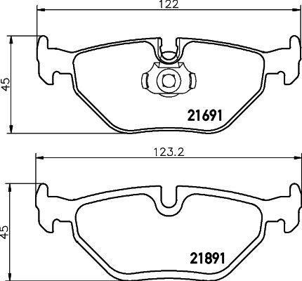 Комплект гальмівних накладок, дискове гальмо, Hella 8DB355007-981