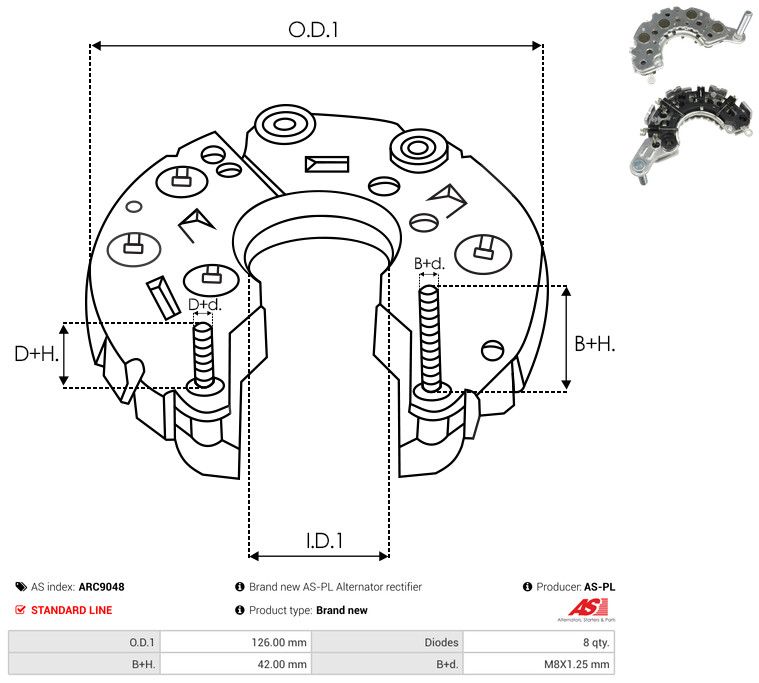 AS-PL ARC9048 Rectifier, alternator