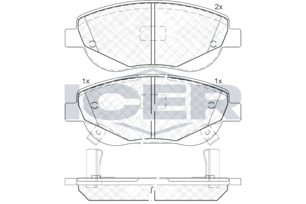Комплект гальмівних накладок, дискове гальмо, Icer 181944