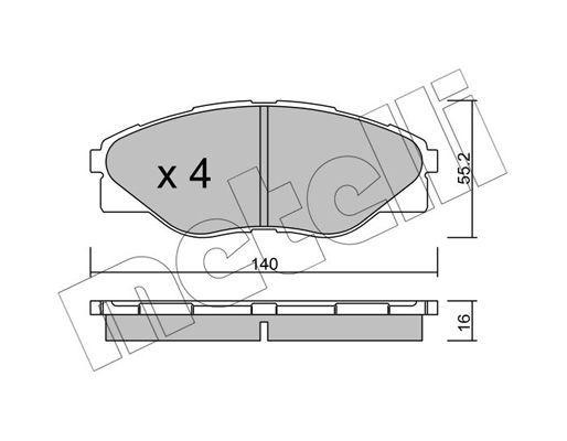 Комплект гальмівних накладок, дискове гальмо, Metelli 22-0936-0