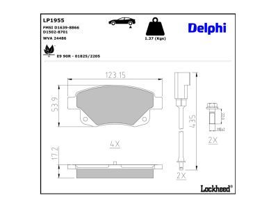 DELPHI LP1955 Brake Pad Set, disc brake