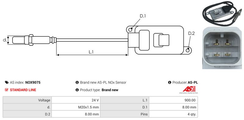 AS-PL NOX9075 NOx Sensor, urea injection