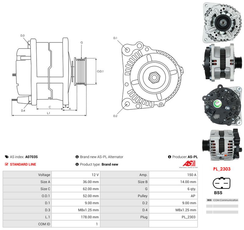 Generaator, AS-PL A0703S