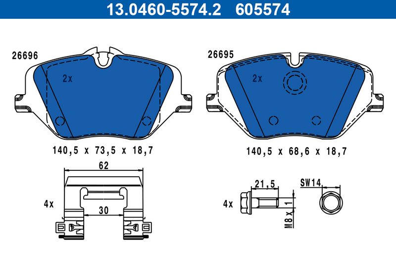 Bremsbelagsatz, Scheibenbremse