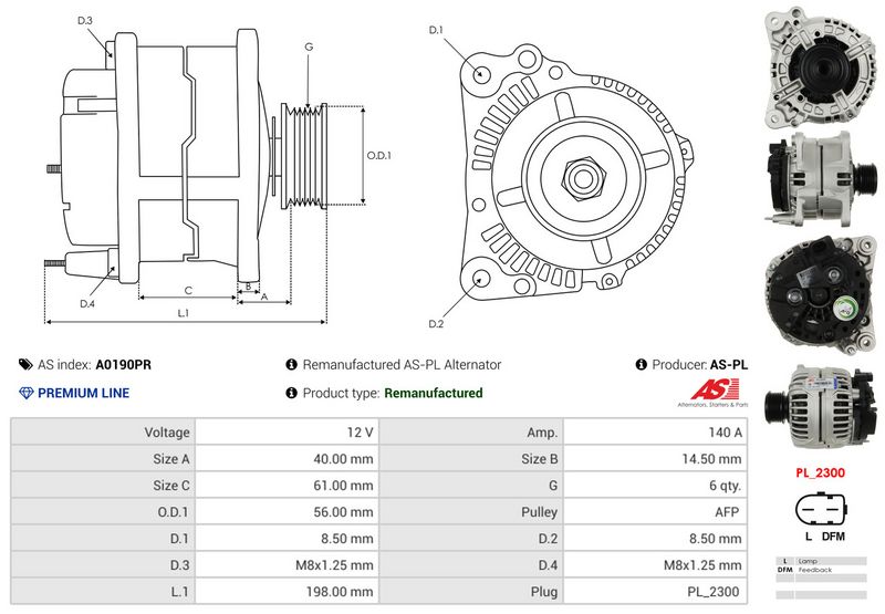 AS-PL A0190PR Alternator