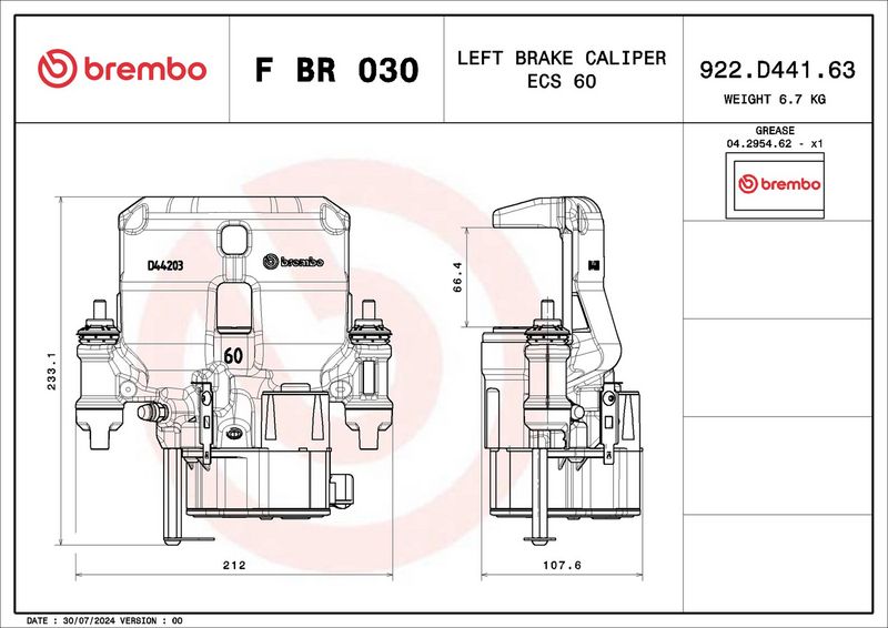 BREMBO FBR030 Brake Caliper