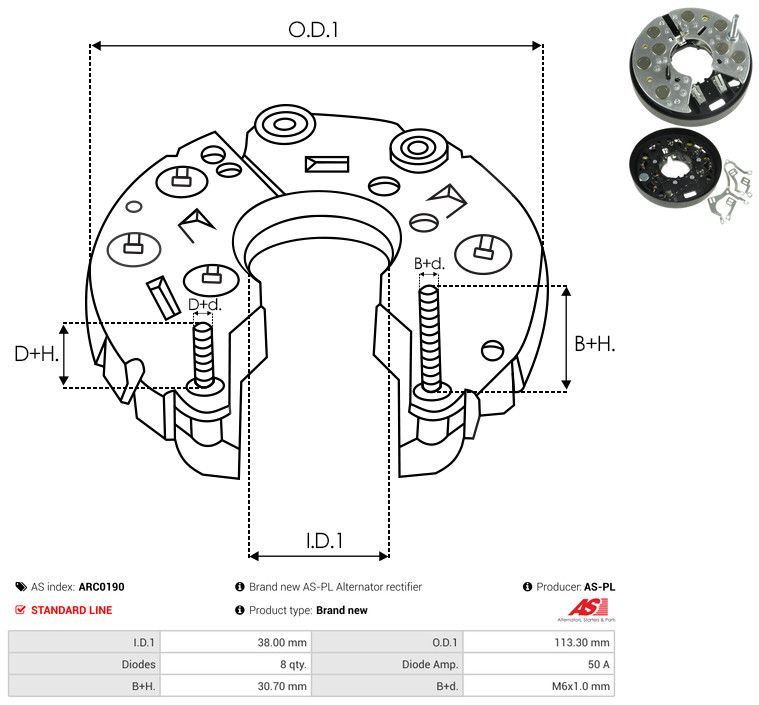 AS-PL ARC0190 Rectifier, alternator