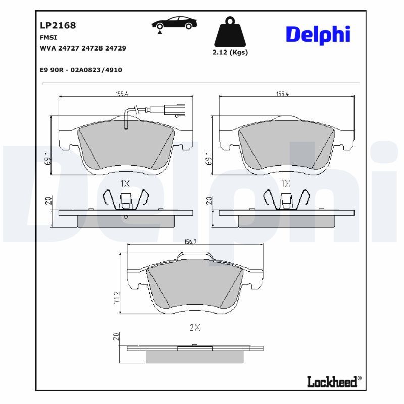 Piduriklotsi komplekt, ketaspidur, DELPHI LP2168