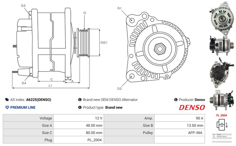 AS-PL A6225(DENSO) Alternator