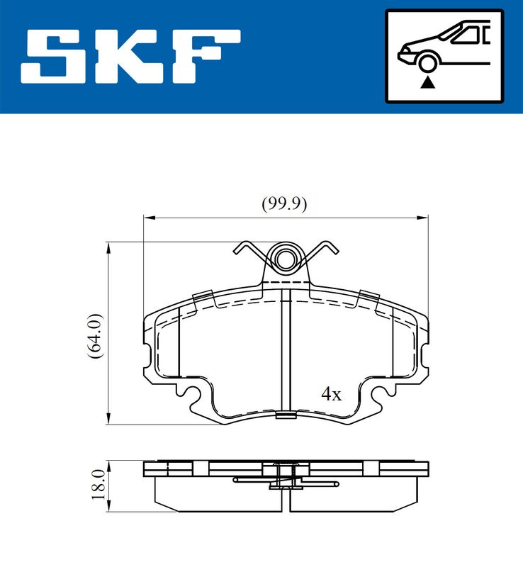 Комплект гальмівних накладок, дискове гальмо, Skf VKBP80050