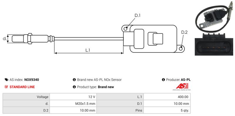 AS-PL NOX9340 NOx Sensor, urea injection