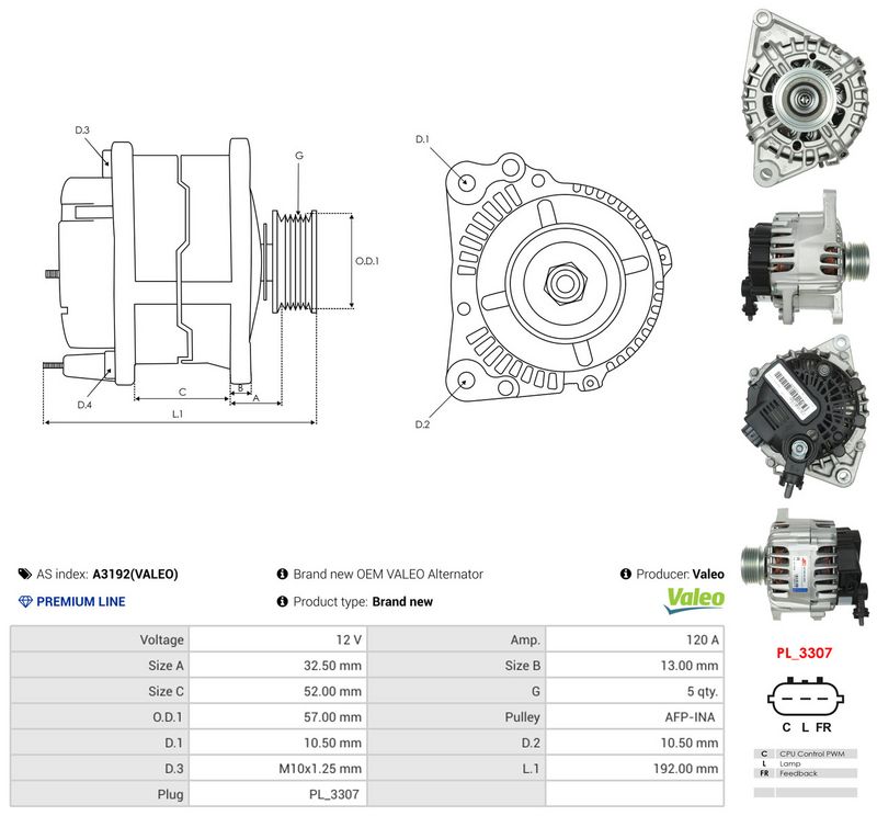 Generaator, AS-PL A3192(VALEO)