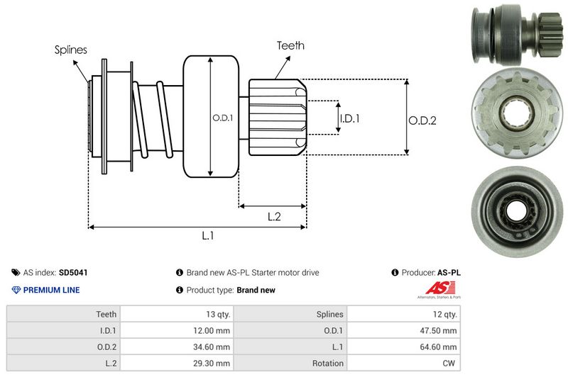 AS-PL SD5041 Freewheel Gear, starter