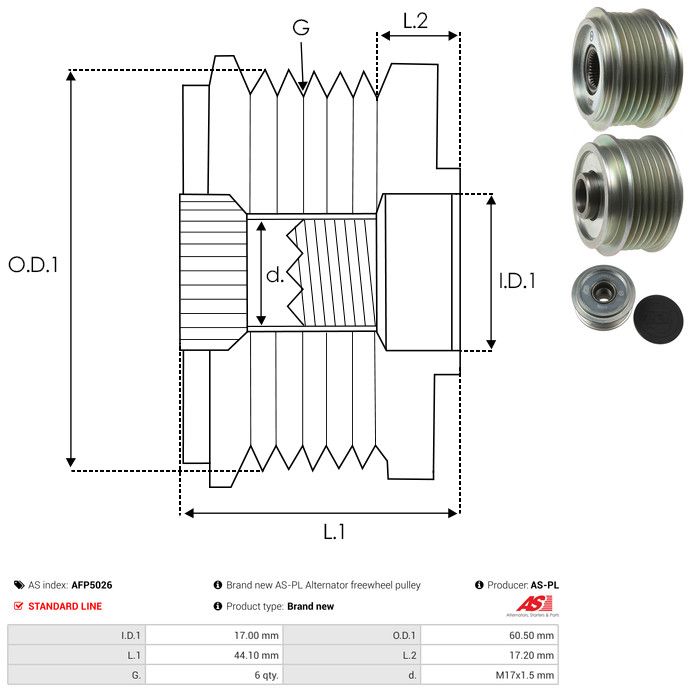 AS-PL AFP5026 Alternator Freewheel Clutch