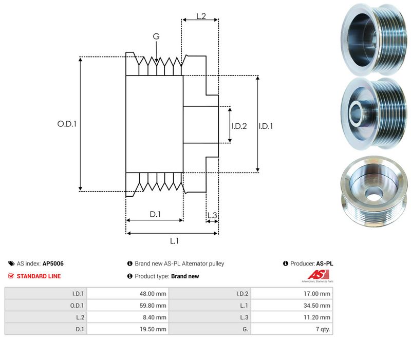 AS-PL AP5006 Belt Pulley, alternator