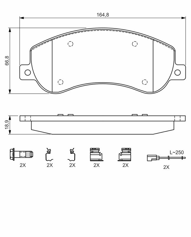 Piduriklotsi komplekt, ketaspidur, BOSCH 0 986 494 624