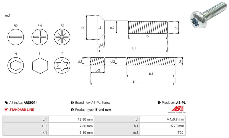 Remondikomplekt, generaator, AS-PL ARS9014