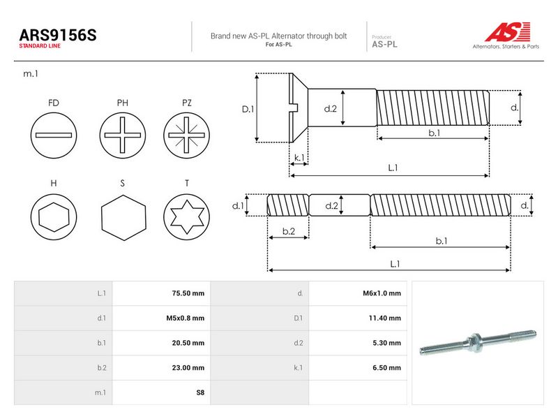 Remondikomplekt, generaator, AS-PL ARS9156S
