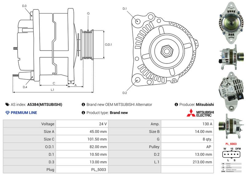 AS-PL A5384(MITSUBISHI) Alternator