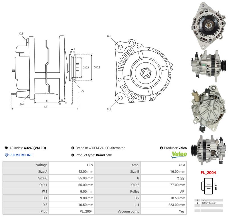 AS-PL A3243(VALEO) Generatorius