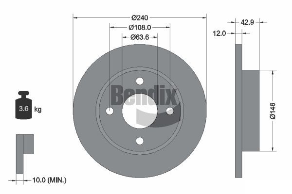 BENDIX Braking féktárcsa BDS1191