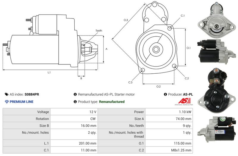 AS-PL S0884PR Starteris