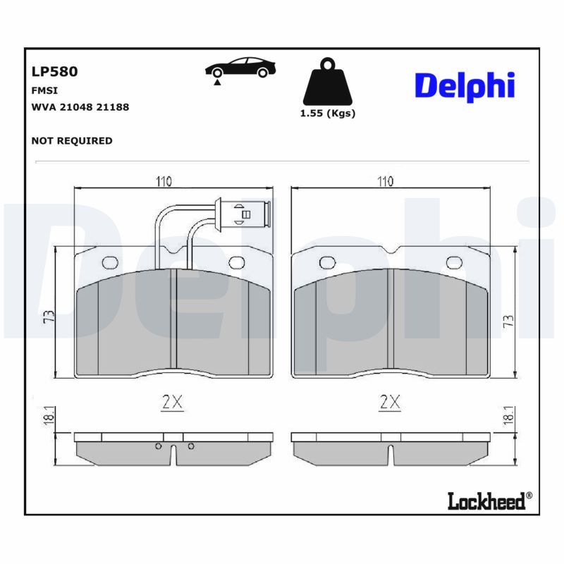 комплект спирачно феродо, дискови спирачки DELPHI
