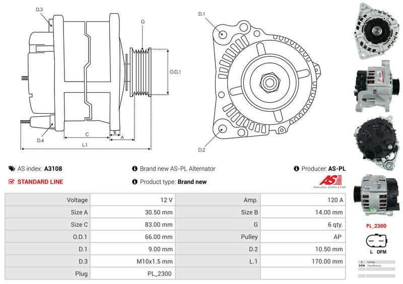 AS-PL A3108 Alternator