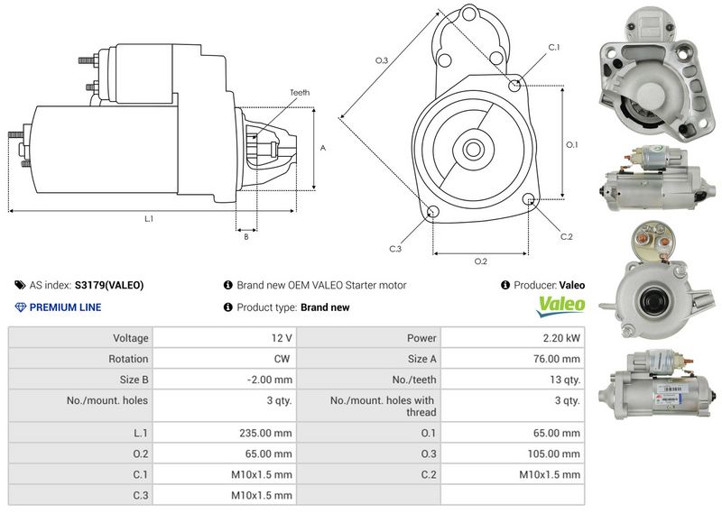 AS-PL S3179(VALEO) Starter