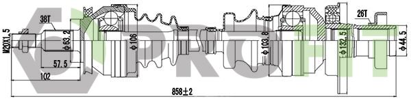 Приводний вал, передня вісь праворуч, Profit 2730-1066